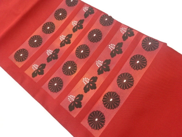 リサイクル　菊・桐模様織出し名古屋帯